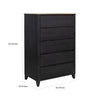 Pie Tall Dresser Chest with 5 Drawers Black Brown Solid Mango Wood By Casagear Home BM319326