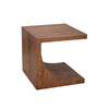 Okai Side End Table, 24 Inch Tabletop, C-Style Brown Solid Mango Wood By Casagear Home