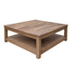 Umey Cocktail Coffee Table 45 Inch Square w Bottom Shelf Brown Solid Wood By Casagear Home BM319328