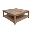 Umey Cocktail Coffee Table, 45 Inch Square w Bottom Shelf, Brown Solid Wood By Casagear Home