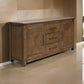 Loe 69 Inch Sideboard Buffet Cabinet 2 Doors Brown Solid Poplar Wood By Casagear Home BM319330