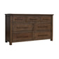 Loe Wide Dresser, 7 Drawers, Bronze, Farmhouse Brown Solid Poplar Wood By Casagear Home