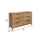 Rosy Wide Dresser 6 Drawers Metal Handles Brown Solid Pine Wood Finish By Casagear Home BM319333