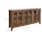 Olum 73 Inch Sideboard Console Glass Doors 2 Tiers Brown Solid Wood By Casagear Home BM319343