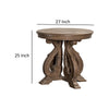 Gia Side End Table 27 Inch Round Top Carved Details Brown Solid Wood By Casagear Home BM319505