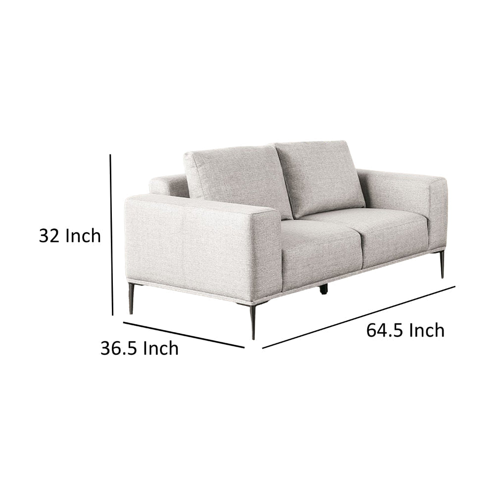 Kevin Loveseat Gray Chenille Modern Track Arms Solid Wood 65 Inch By Casagear Home BM319508