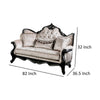 Paulo Loveseat Off White Fabric Carved Details Black Solid Wood 71 Inch By Casagear Home BM319510