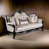 Paulo Sofa Off White Fabric Carved Details Black Solid Wood 85 Inch By Casagear Home BM319511