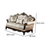 Vera Loveseat Tufted Beige Rolled Arms Cherry Brown Solid Wood 70 Inch By Casagear Home BM319514