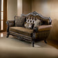 Sena Loveseat Faux Leather Rolled Arms Cherry Brown Solid Wood 74 Inch By Casagear Home BM319519