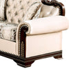 Catie 66 Inch Loveseat Beige Nailhead Trim Cherry Brown Solid Wood By Casagear Home BM319522