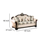 Catie 87 Inch Sofa Nailhead Beige Rolled Arms Cherry Brown Solid Wood By Casagear Home BM319523