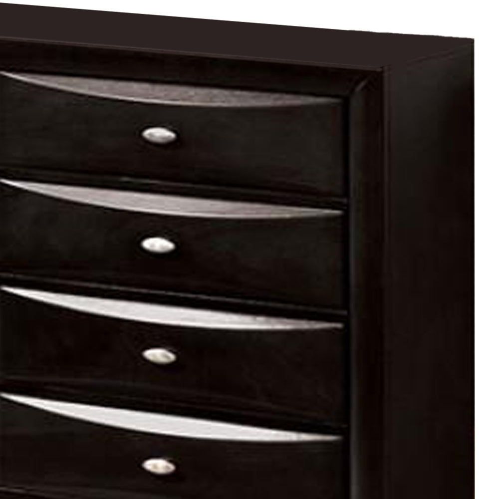 Simo Wide Dresser Spacious Top Metal Knobs 8 Drawers Black Solid Wood By Casagear Home BM319524