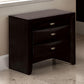 Simo Nightstand Spacious Top Metal Knobs 3 Drawers Black Solid Wood By Casagear Home BM319525