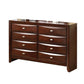 Simo Wide Dresser Nickel Metal Knobs 8 Drawers Cherry Brown Solid Wood By Casagear Home BM319526