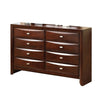 Simo Wide Dresser Nickel Metal Knobs 8 Drawers Cherry Brown Solid Wood By Casagear Home BM319526