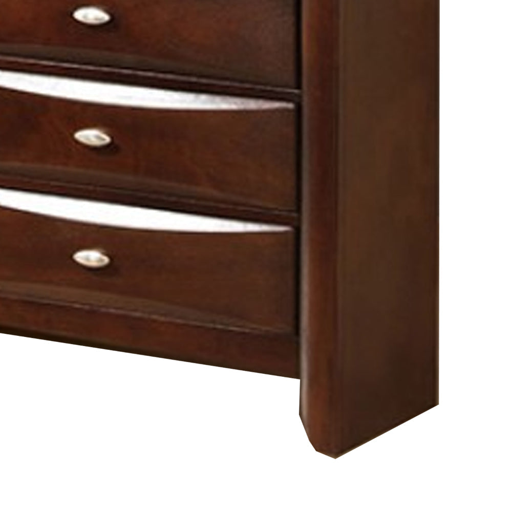 Simo Wide Dresser Nickel Metal Knobs 8 Drawers Cherry Brown Solid Wood By Casagear Home BM319526