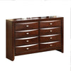 Simo Wide Dresser, Nickel Metal Knobs, 8 Drawers, Cherry Brown Solid Wood By Casagear Home