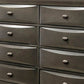 Simo Wide Dresser Spacious Top Metal Knobs 8 Drawers Gray Solid Wood By Casagear Home BM319528