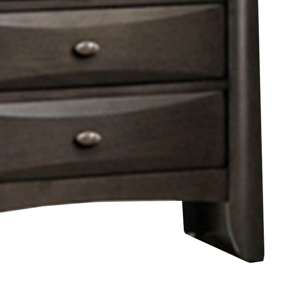 Simo Nightstand Spacious Top Metal Knobs 3 Drawers Gray Solid Wood By Casagear Home BM319529