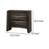 Simo Nightstand Spacious Top Metal Knobs 3 Drawers Gray Solid Wood By Casagear Home BM319529