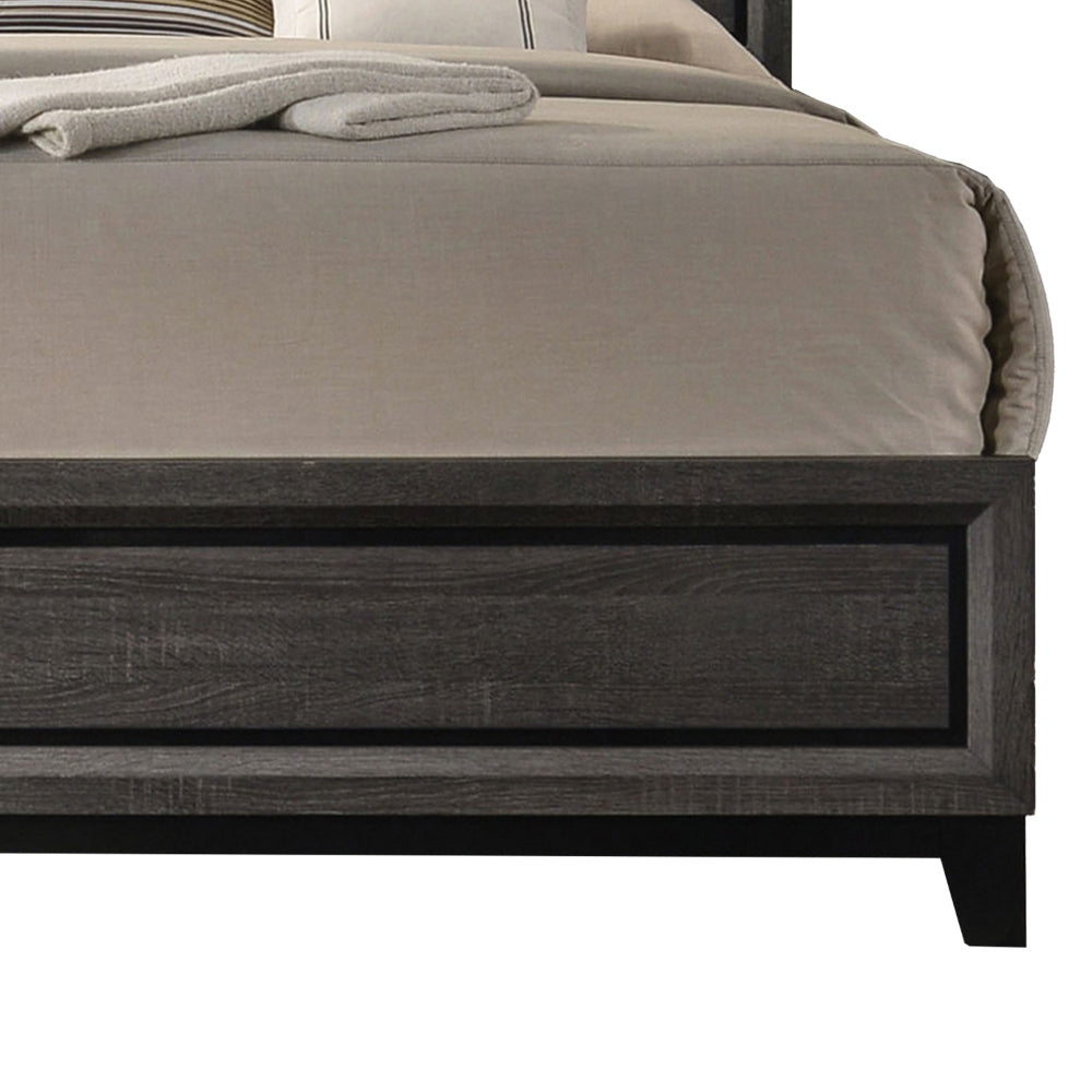 Erica King Size Bed Gray and Black Wood Finish Panel Style Headboard By Casagear Home BM319532