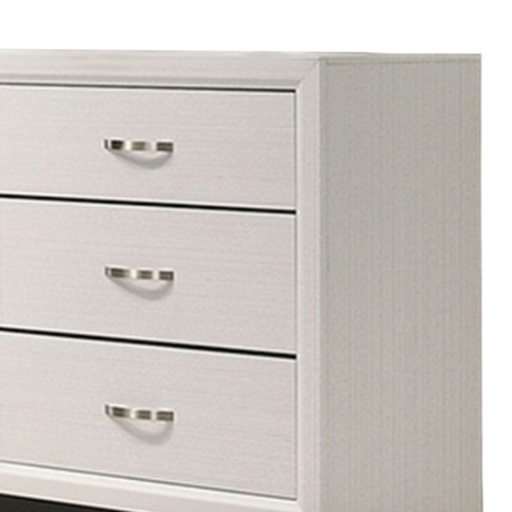 Erica Wide Dresser 6 Drawers Spacious Top White Wood Metal Handles By Casagear Home BM319536