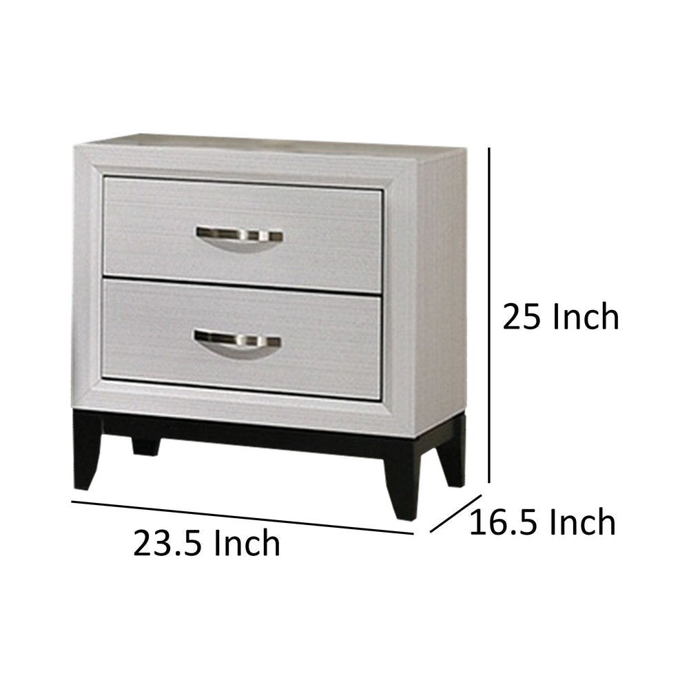 Erica Nightstand 2 Drawers White Wood Finished Frame Metal Handles By Casagear Home BM319539