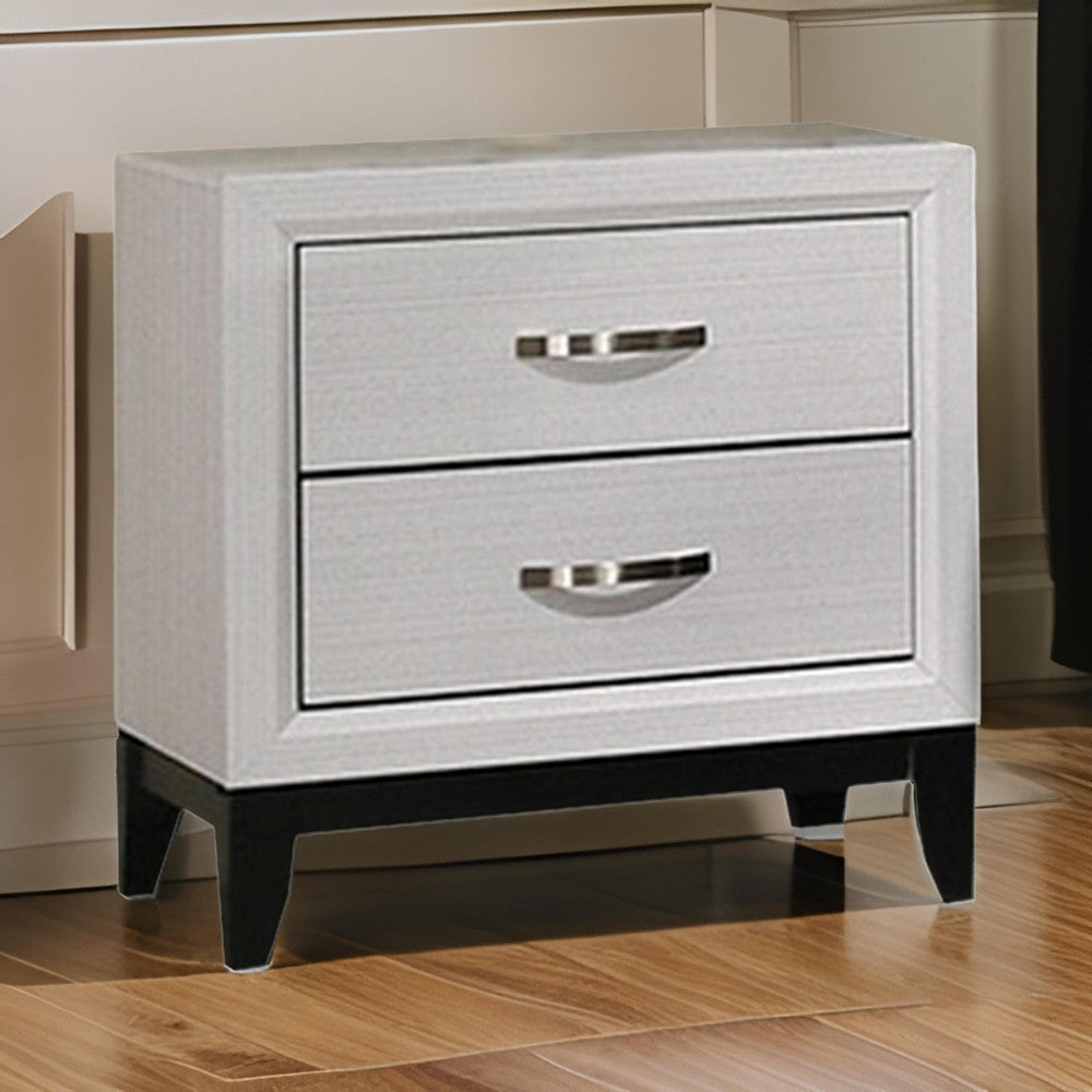 Erica Nightstand 2 Drawers White Wood Finished Frame Metal Handles By Casagear Home BM319539