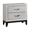 Erica Nightstand, 2 Drawers, White Wood Finished Frame, Metal Handles By Casagear Home