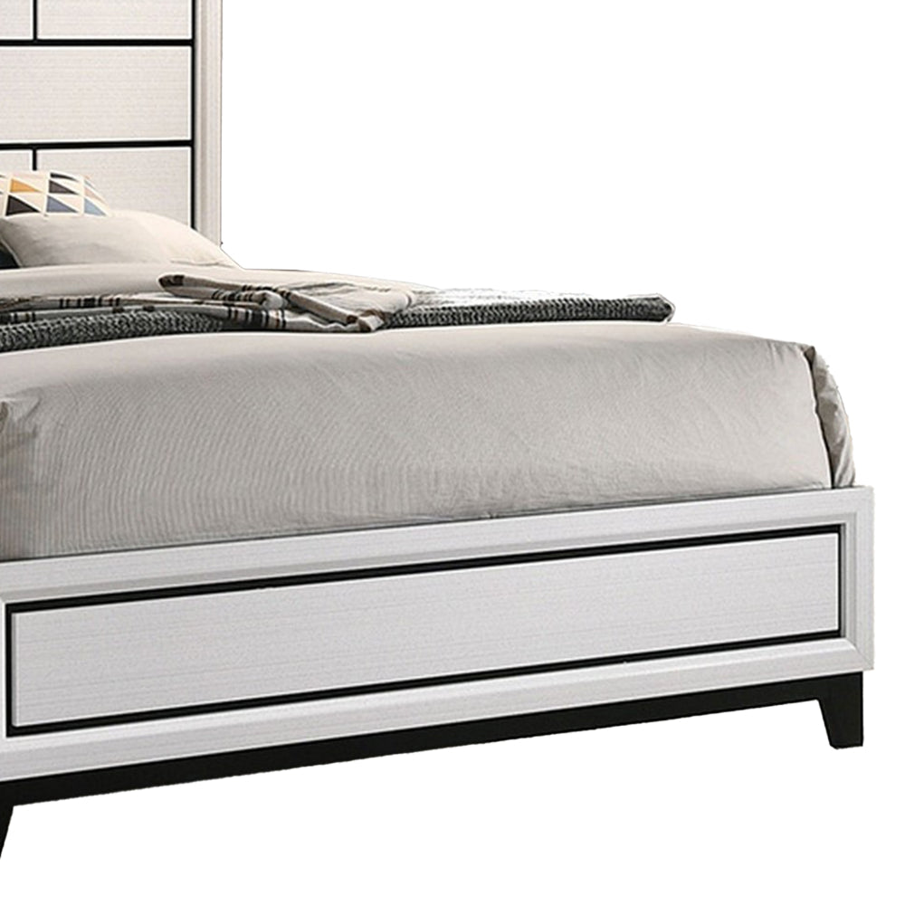 Erica Twin Size Bed White and Black Wood Finish Panel Style Headboard By Casagear Home BM319541