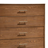 Roma Tall Dresser Chest 5 Drawers Nickel Handles Walnut Brown Solid Wood By Casagear Home BM319542