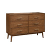 Roma 47 inch Wide Dresser, 6 Drawers, Nickel Handles, Walnut Brown Wood By Casagear Home