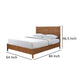 Roma Queen Size Bed Panel Headboard Tapered Legs Walnut Brown Solid Wood By Casagear Home BM319545