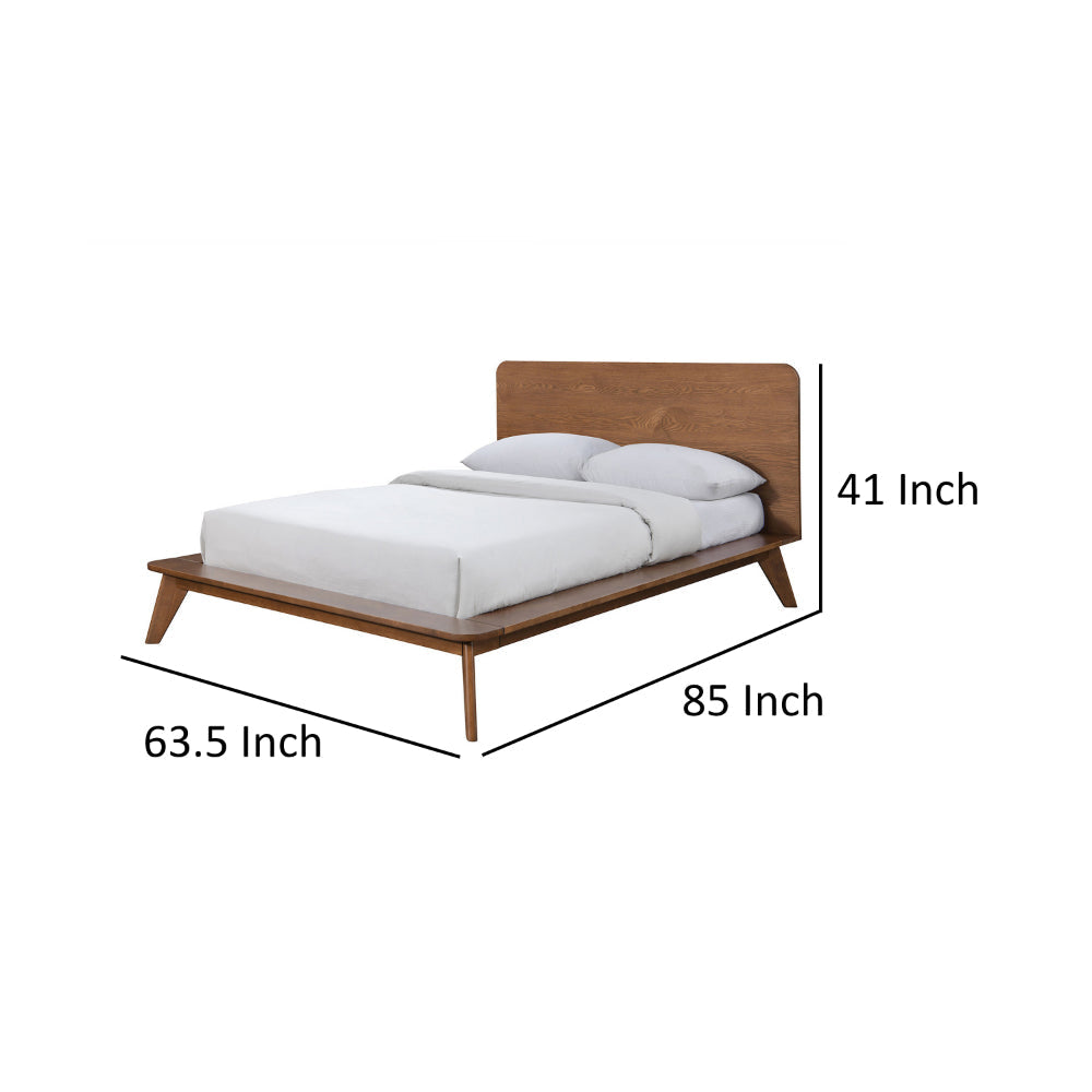 Stacy Queen Size Platform Bed Panel Headboard Walnut Brown Solid Wood By Casagear Home BM319547