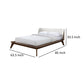 Linzy Queen Bed Beige Boucle Upholstered Winged Edge Brown Solid Wood By Casagear Home BM319548