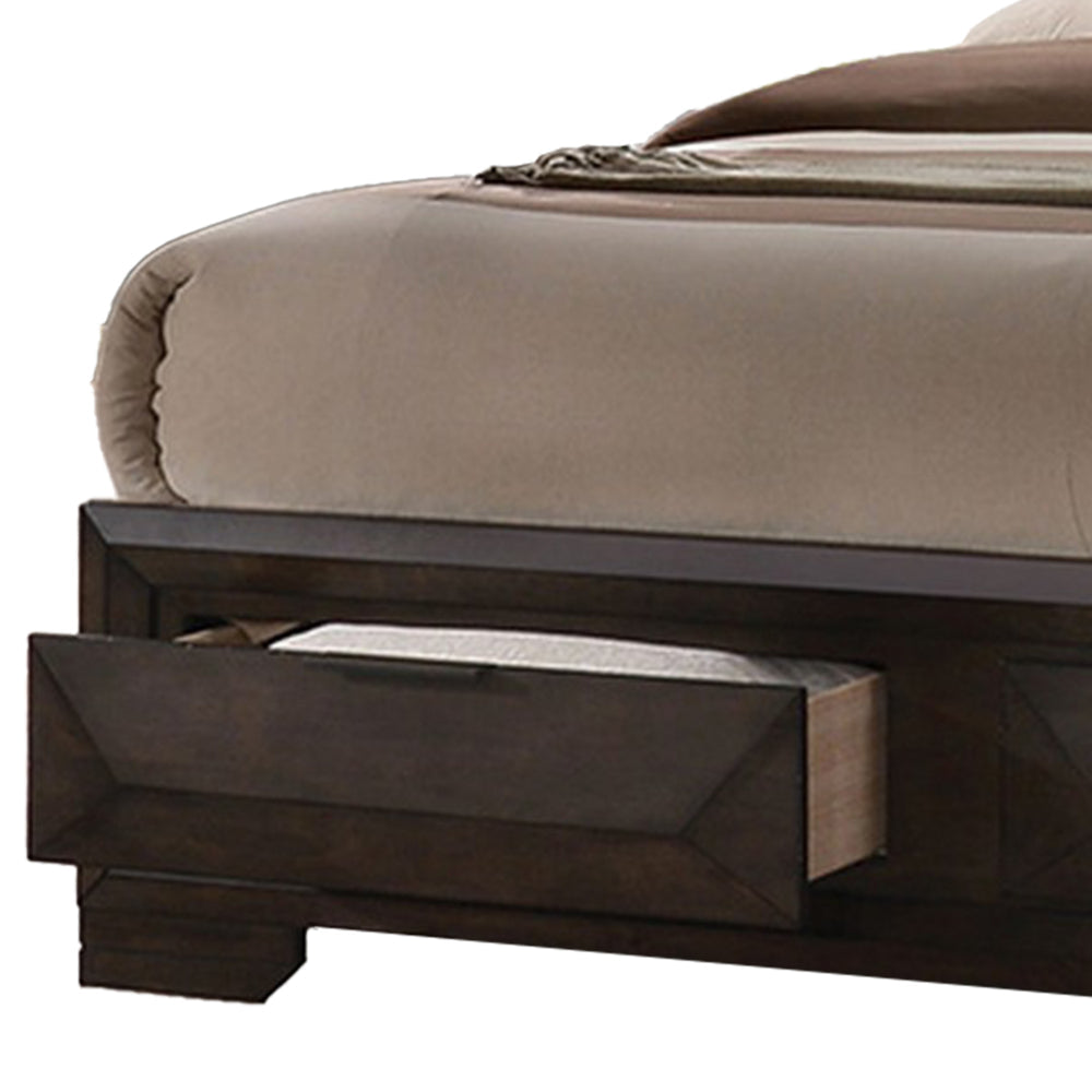 Costa King Size Bed Bookcase Headboard 2 Drawers Dark Brown Solid Wood By Casagear Home BM319549