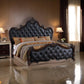 Venta Queen Bed Brown Frame Black Button Tufted Faux Leather Upholstery By Casagear Home BM319558