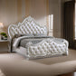 Venta King Size Bed Pearl White Button Tufted Faux Leather Upholstery By Casagear Home BM319559