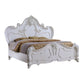 Rosy King Size Bed, Carved Details, Turned Legs, White Solid Wood Frame By Casagear Home