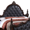 Moni King Bed Black Button Tufted Classical Upholstery Cherry Brown Wood By Casagear Home BM319565