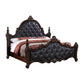 Moni King Bed, Black Button Tufted Classical Upholstery, Cherry Brown Wood By Casagear Home