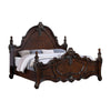 Frank Queen Size Bed, Carved Details, Finial Posts, Cherry Brown Solid Wood By Casagear Home