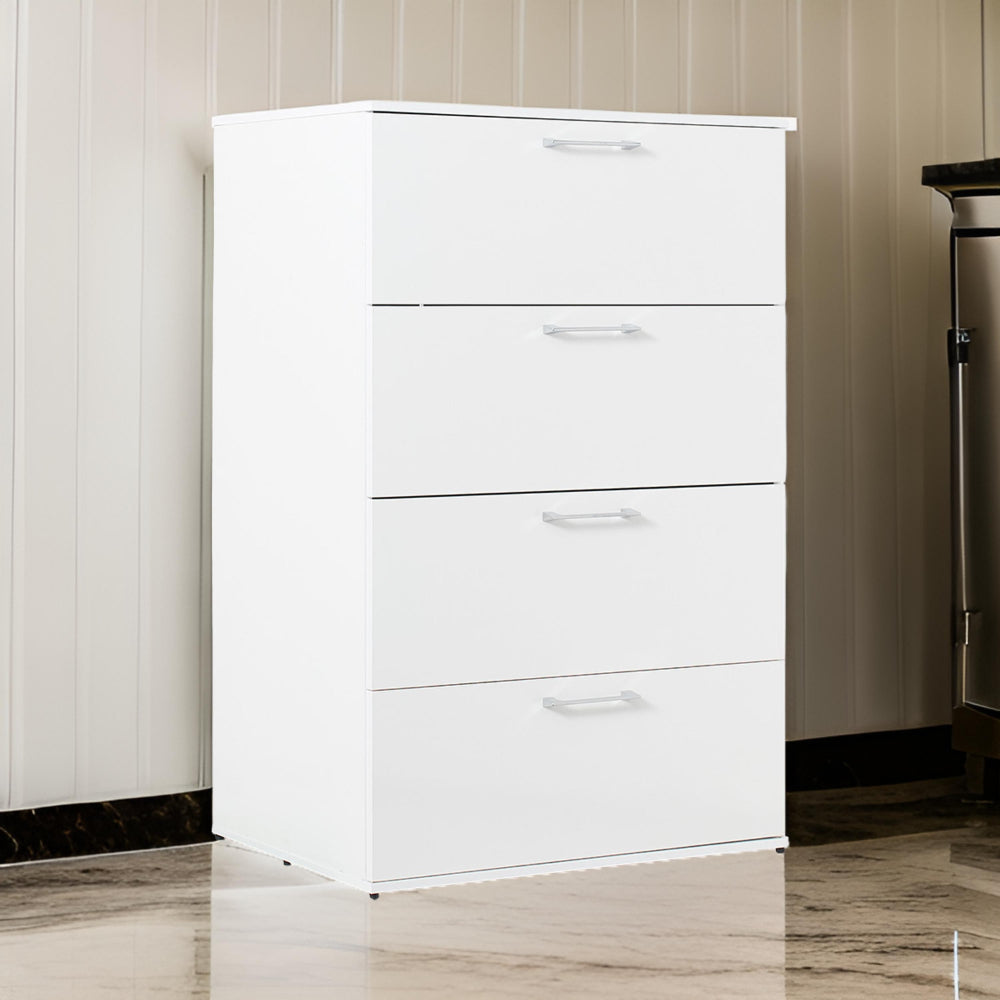 Eli 48 Inch Tall Dresser Chest 4 Big Storage Drawers Glossy White Finish By Casagear Home BM319576