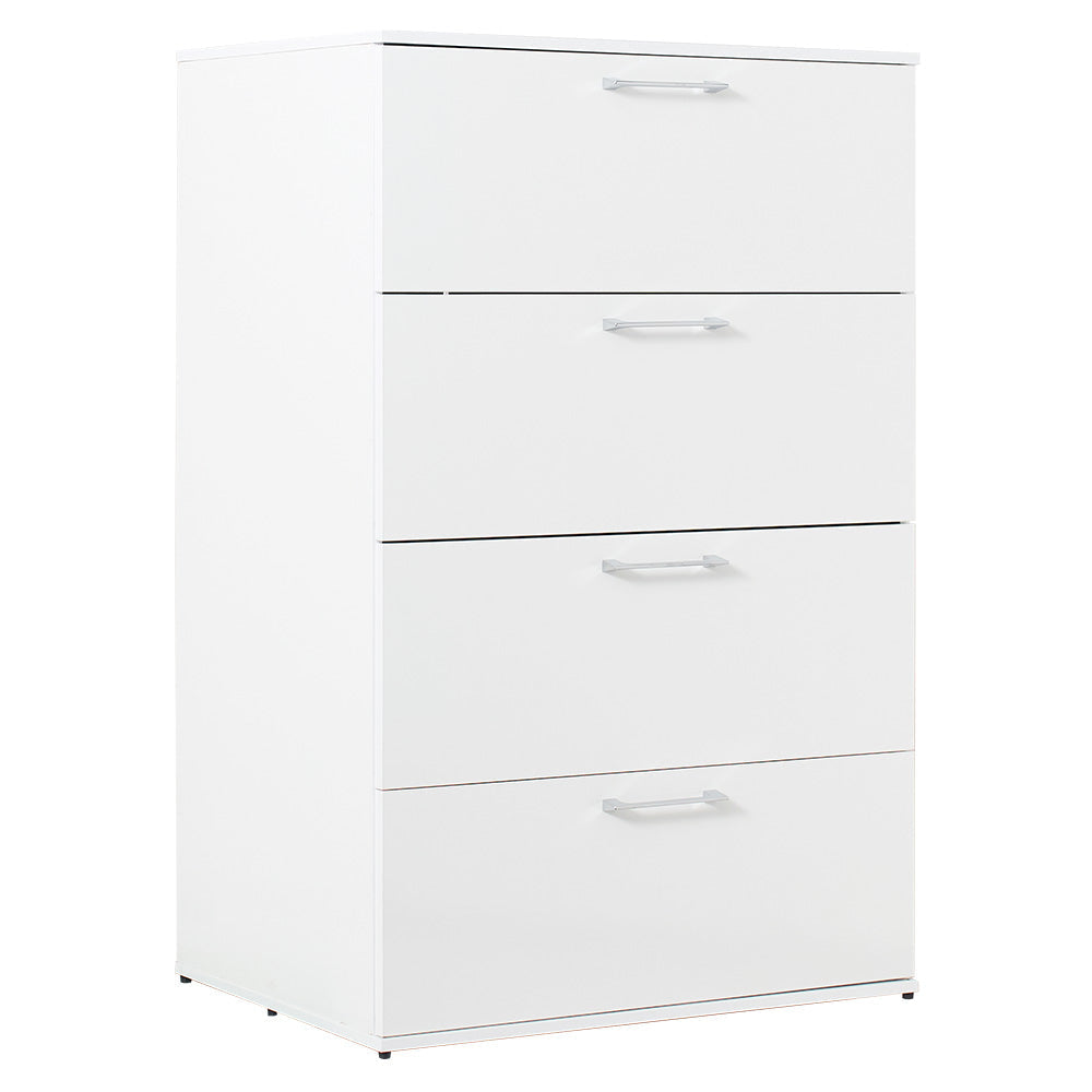 Eli 48 Inch Tall Dresser Chest, 4 Big Storage Drawers, Glossy White Finish By Casagear Home