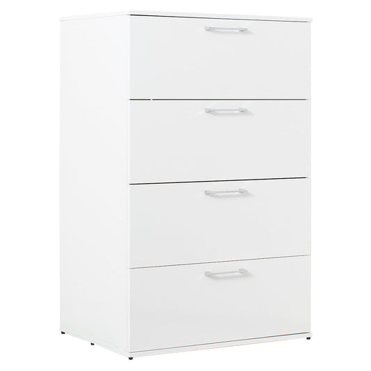 Eli 48 Inch Tall Dresser Chest, 4 Big Storage Drawers, Glossy White Finish By Casagear Home