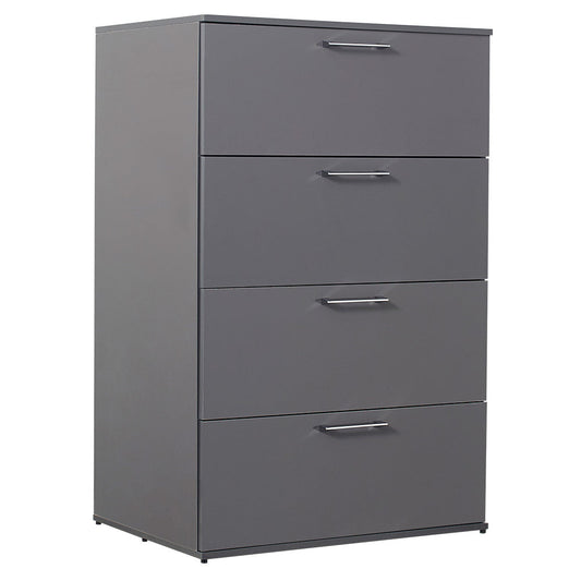 Eli  48 Inch Tall Dresser Chest, 4 Big Storage Drawers, Glossy Gray Finish By Casagear Home