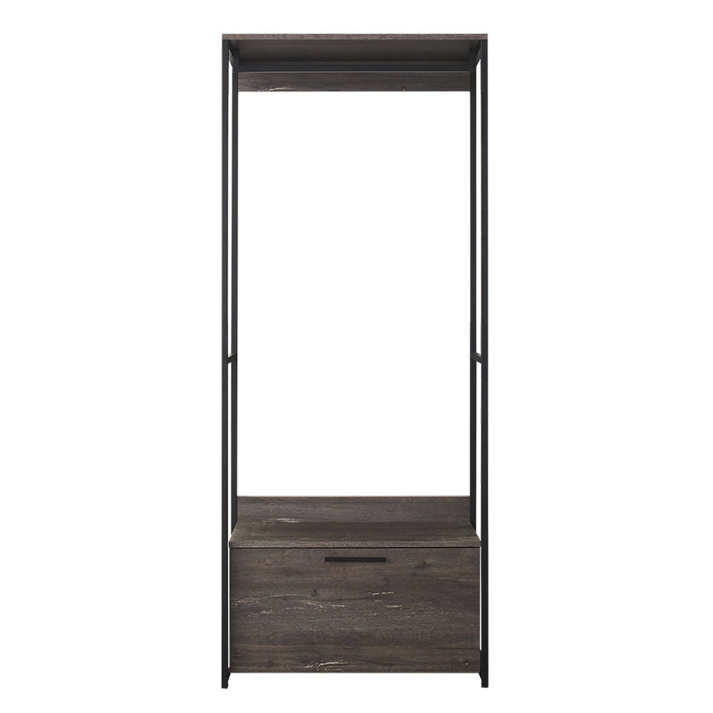 Gin Modular Closet System 1 Rustic Gray Drawer 1 Hanging Rod Black By Casagear Home BM319586