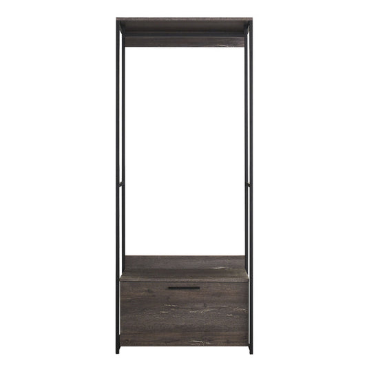 Gin Modular Closet System, 1 Rustic Gray Drawer, 1 Hanging Rod, Black By Casagear Home