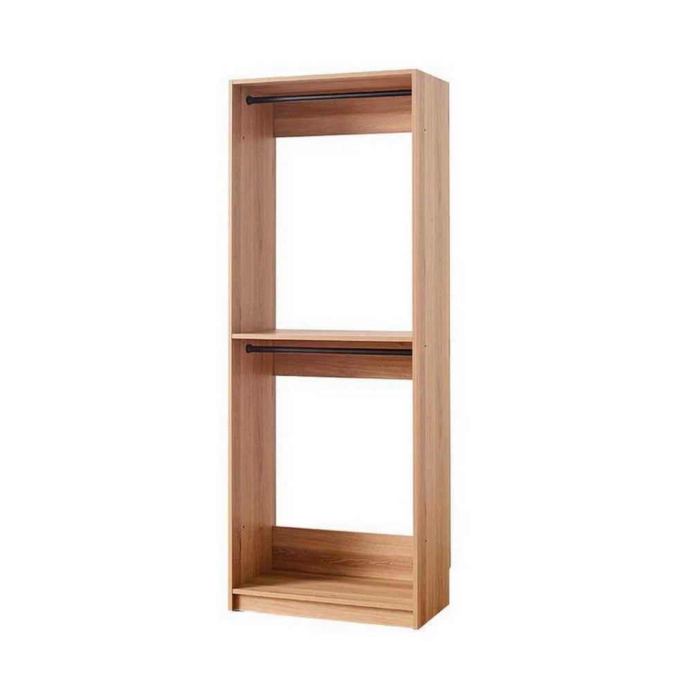 Dee Modular Closet System 2 Compartments 2 Hanging Rods Oak Brown By Casagear Home BM319587